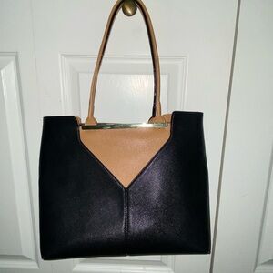 Elegant Black and Tan Women's Handbag